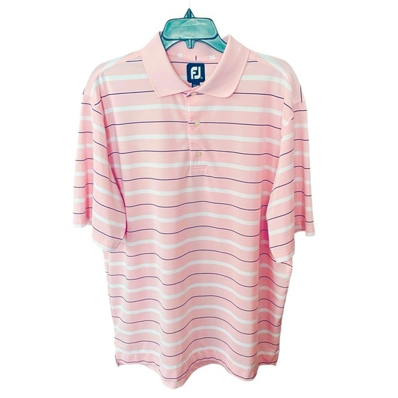 FootJoy Other - FootJoy men’s short sleeve stretch polo golf shirt L pink white black stripe